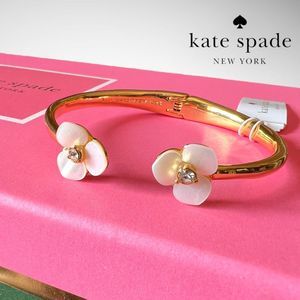 NWT Kate Spade Disco Pansy Mother of Pearl Thin Cuff $78